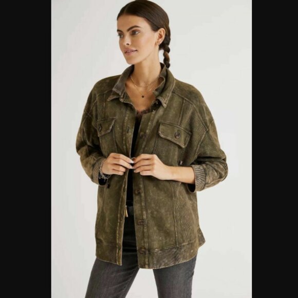 Pilcro Jackets & Blazers - Anthropologie Pilcro Jacket Womens Small Green Relaxed Shacket Utility Street